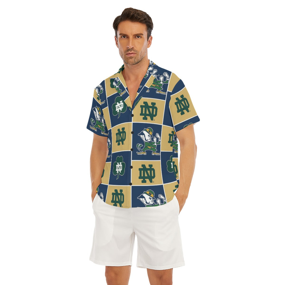 Notre Dame Fighting Irish Men's Deep V-neck Short Sleeve T-shirt White varsity sports apparel