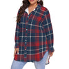 Arizona Wildcats Tartan Plaid Navy Red Women's Shirt With Long Sleeve(Plus Size)