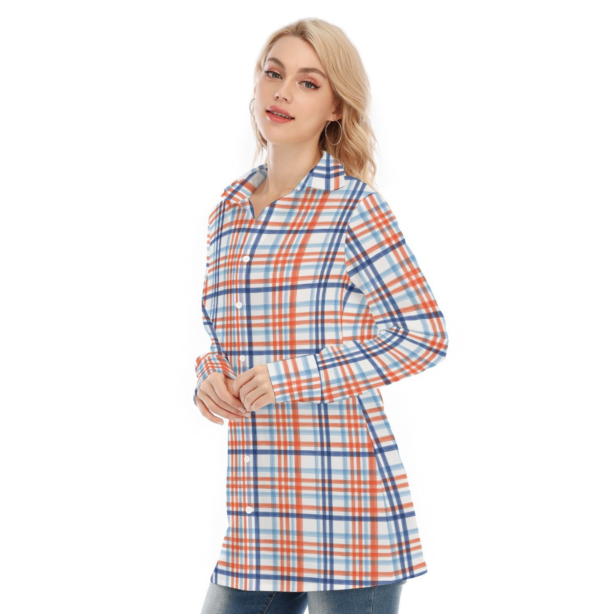 florida gators tartan plaid blue orange  women tartan plaid game day shirt