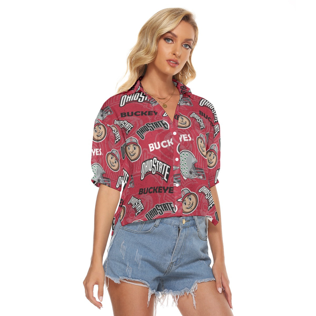 Ohio State Buckeyes Women's V-neck Shirts White game day varsity apparel