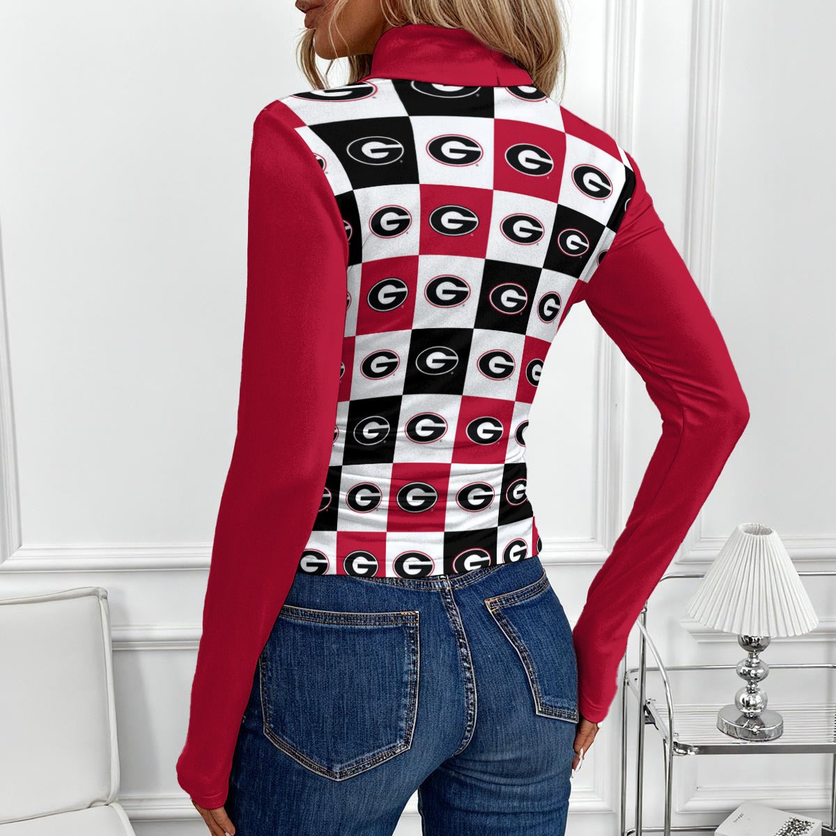 Georgia - Bulldogs Women's Women's High-Neck Top With Long Sleeve White varsity sports apparel