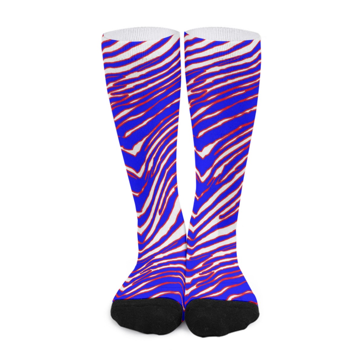 🟥🟦 Red Blue Zebra Game Day Socks – Buffalo-Inspired Retro Football Style