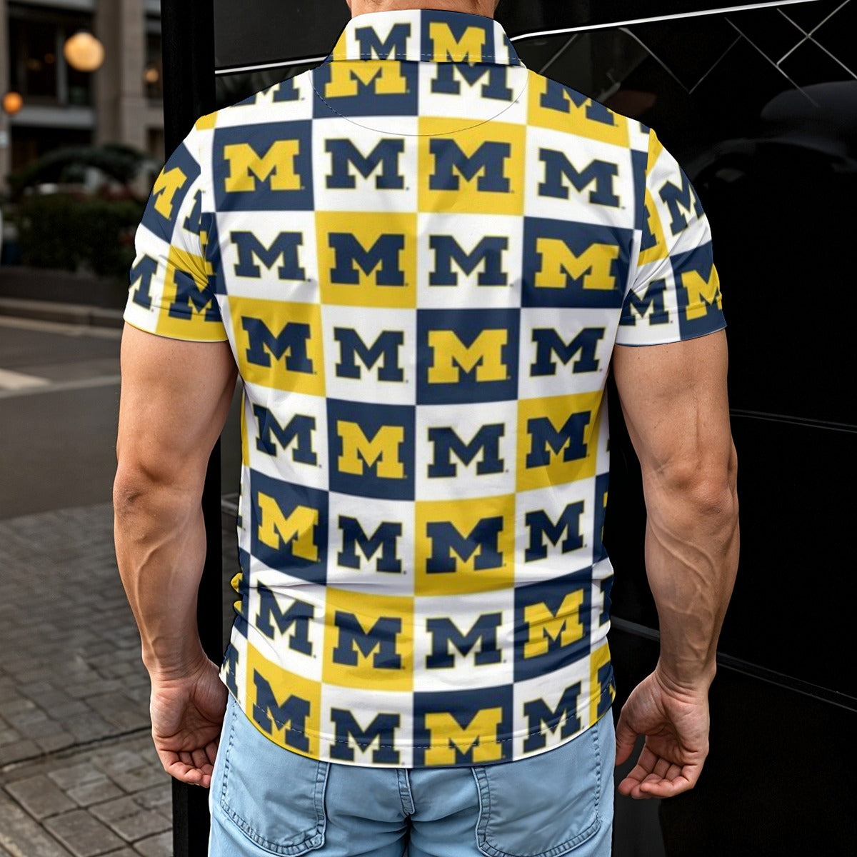 Michigan Wolverines Men's Polo Shirt White varsity sports apparel