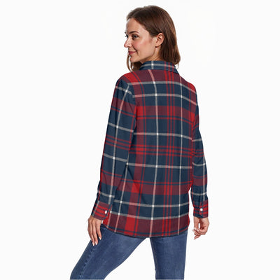 Arizona Wildcats Tartan Plaid Navy Red Women's Long Sleeve Shirt
