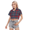 arizona wildcats tartan plaid navy red women's cropped shirt navy red tartan plaid game day fashion