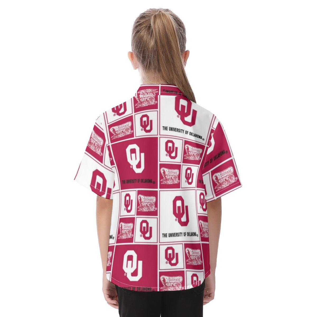 Oklahoma Sooners Kid's Hawaiian Vacation Shirt - Big 12 football apparel varsity sportswear product image 4.0