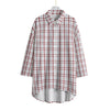 kansas jayhawks tartan plaid oversized button up women shirt indiana hoosiers tartan plaid oversized button up women shirt women's chiffon shirt with elbow sleeve women tartan plaid game day fashion