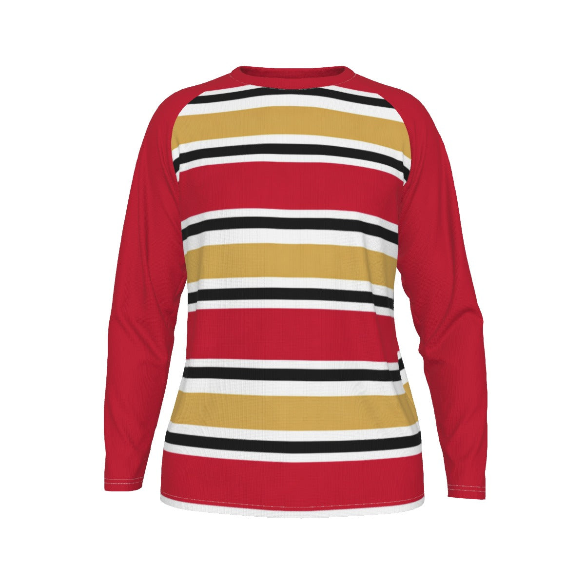 The San Francisco Football Striped Men’s O-Neck T-Shirt is designed for fans who love bold football- – casual fan outfit, lightweight game day shirt, image 1.0
