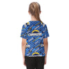 los-angeles-chargers-kids-t-shirt powder blue yellow football close-up design detail