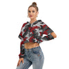 White Smoke Georgia Football college camo Women's Heavy Fleece Hoodie With Hollow Out Sleeve