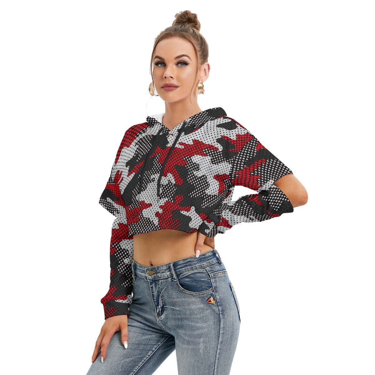 White Smoke Georgia Football college camo Women's Heavy Fleece Hoodie With Hollow Out Sleeve