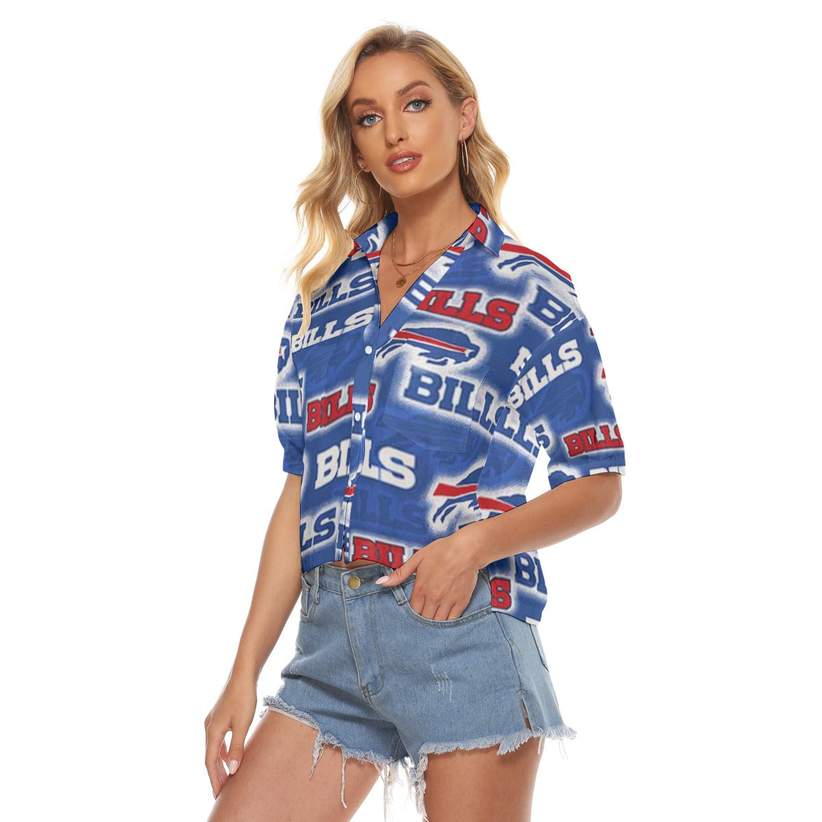 Buffalo Bills  Women's V-neck Shirts streetwear fashion product image 3