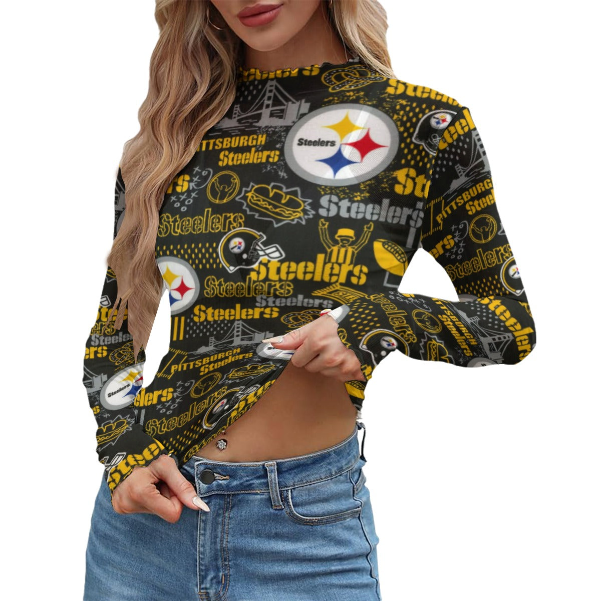 Pittsburgh Steelers Women's Mesh T-shirt – nfl fan apparel, sportswear style, image 690