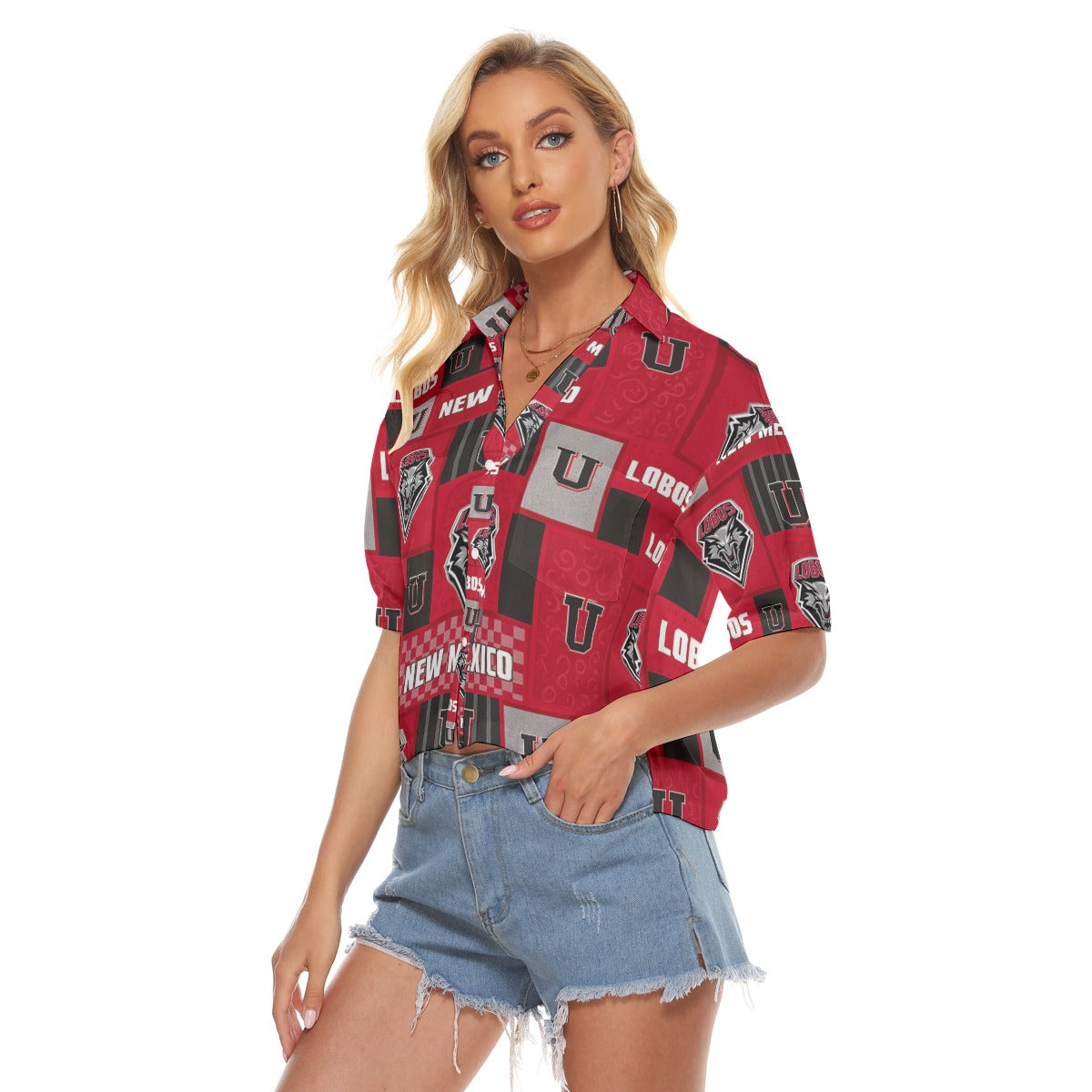 New Mexico Lobos Women's V-neck Shirts White game day apparel