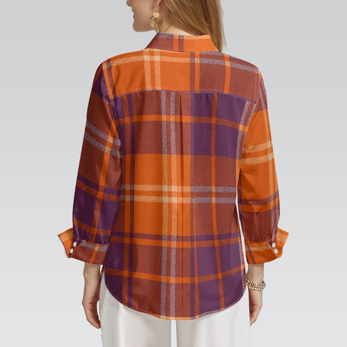 auburn tigers tartan plaid orange navy  women tartan plaid game day shirt