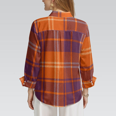 auburn tigers tartan plaid orange navy  women tartan plaid game day shirt