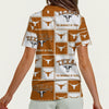 Texas at Austin - Longhorns Women's Zip Polo Shirt With Short Sleeve White varsity sports apparel