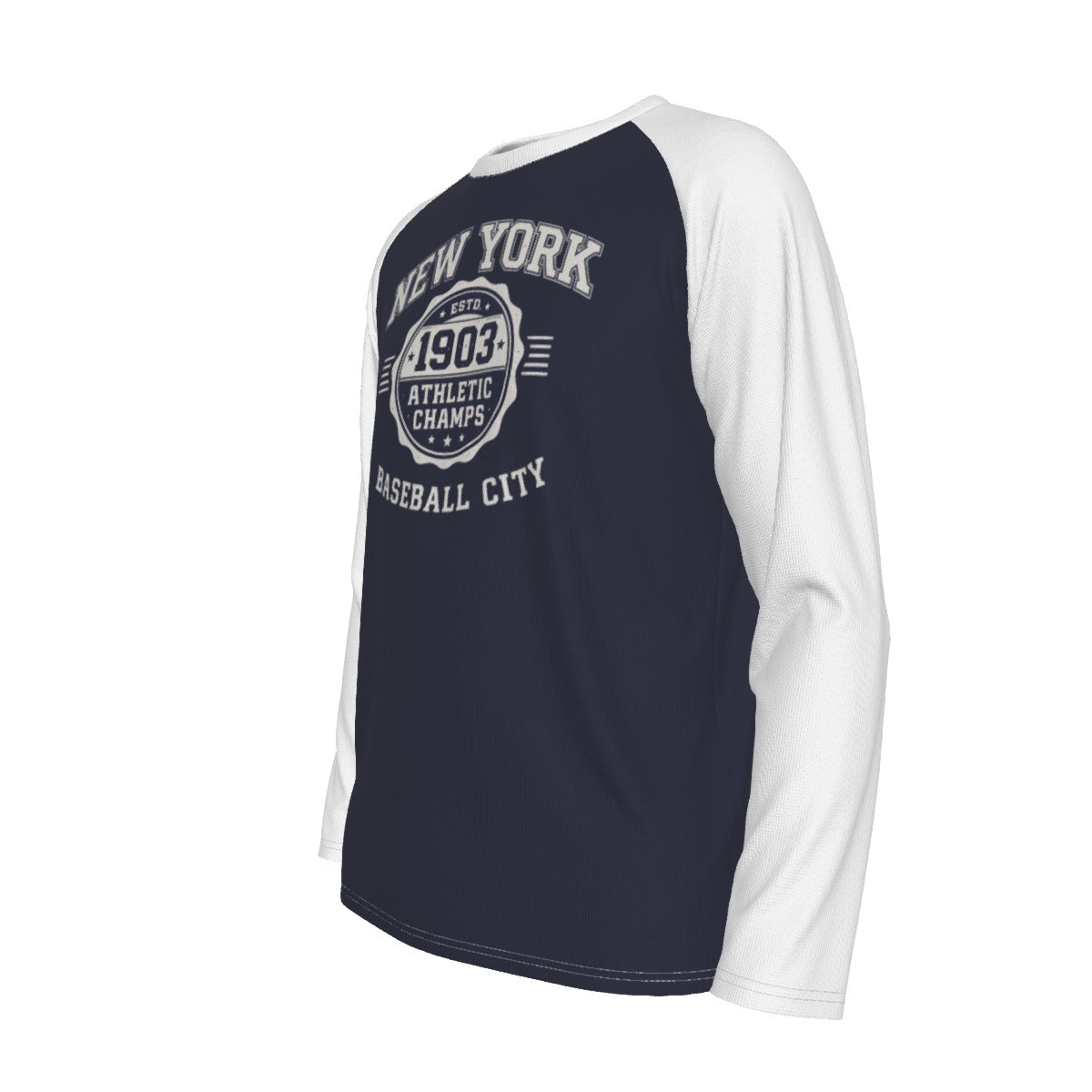 Dark Slate Gray New York Baseball Raglan Long Sleeve Shirt – Navy and White Athletic Champs Est. 1903
