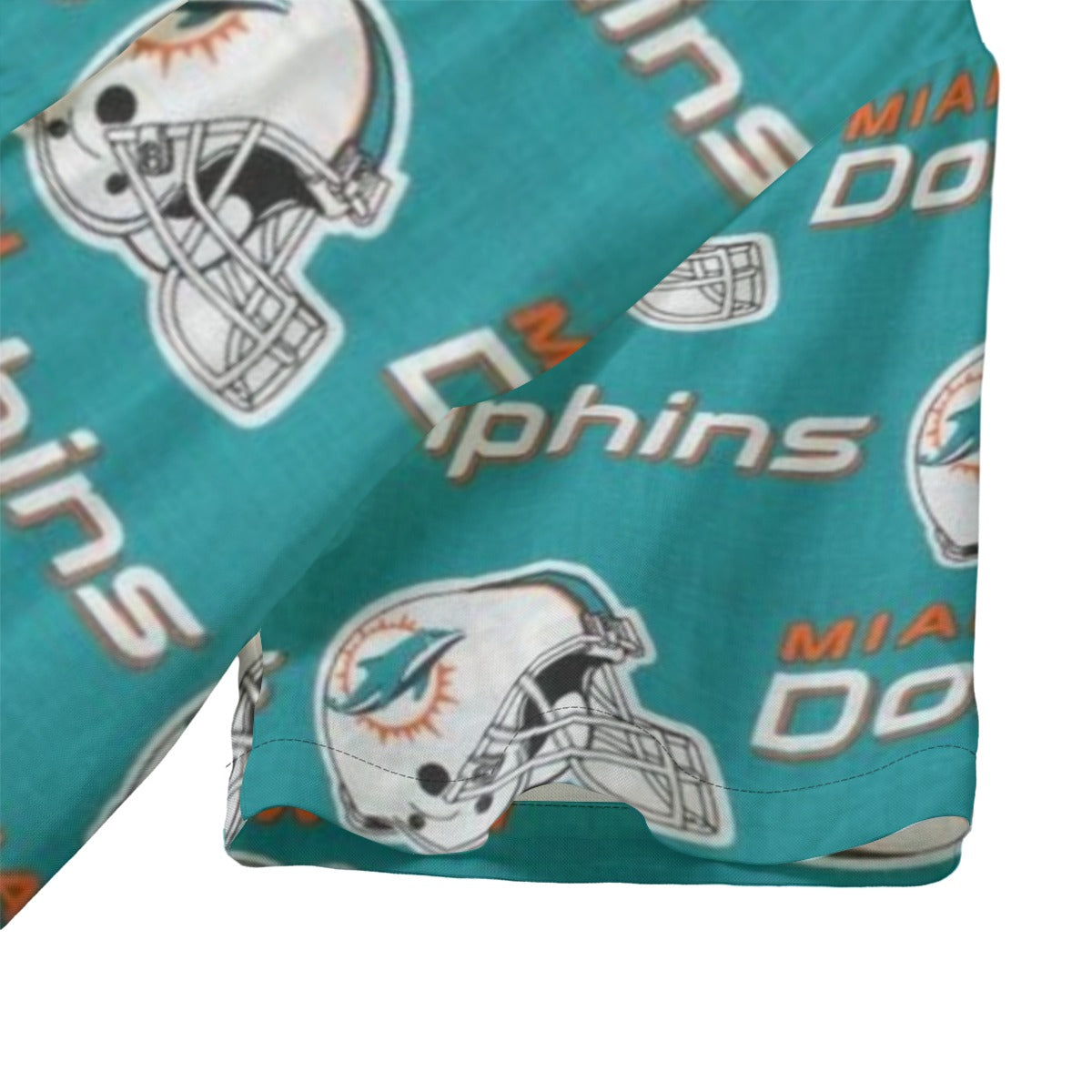miami-dolphins-womens-hawaii-shirt-rayon aqua orange football outfit side view