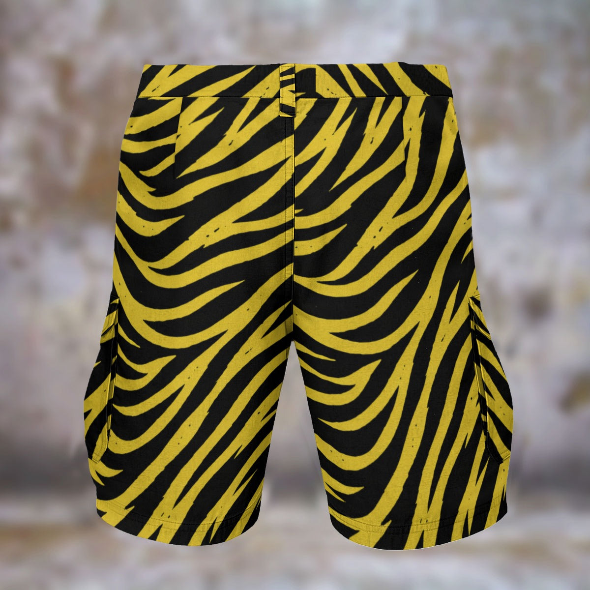 Black Pittsburgh Football Yellow Black Zebra Men’s Cargo Shorts – Game Day Streetwear