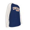 Midnight Blue Chicago Football Blue and White Shirt – Classic Long Sleeve Raglan Game Day Tee