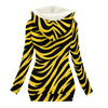 White Smoke Pittsburgh Football Yellow Black Zebra Women's Long Jacket With Fleece Lining