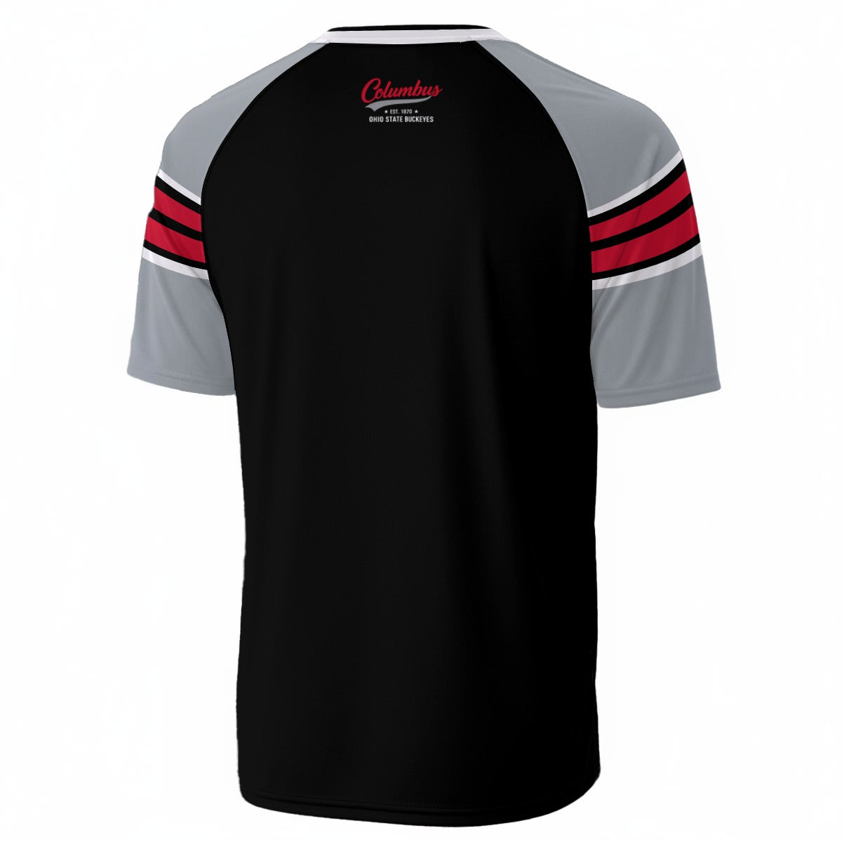 Columbus Ohio State Buckeyes Black and Grey Shirt – Retro Columbus Football V Neck Game Day Tee White game day varsity apparel