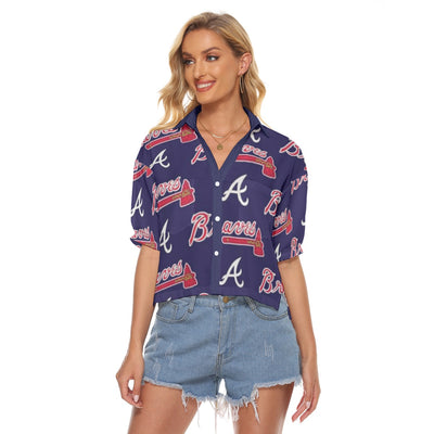 Atlanta Braves Women's V-neck Shirts atlanta braves baseball fan apparel game day outfit