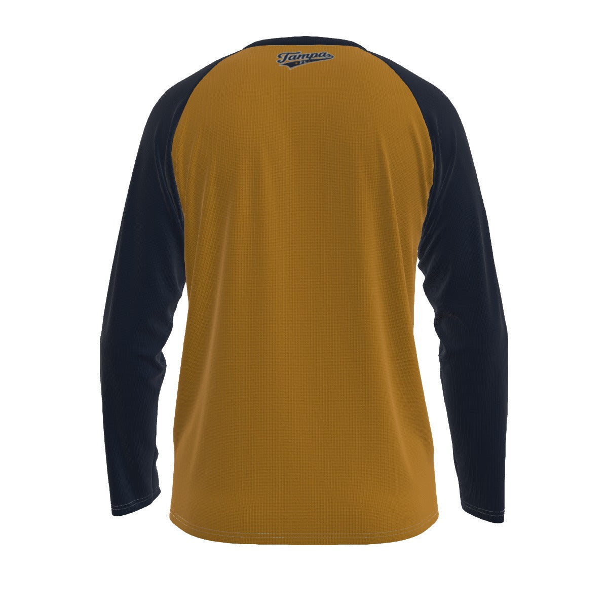Saddle Brown Tampa FL Yellow and Navy Long Sleeve Shirt Men Retro Varsity Raglan Tee