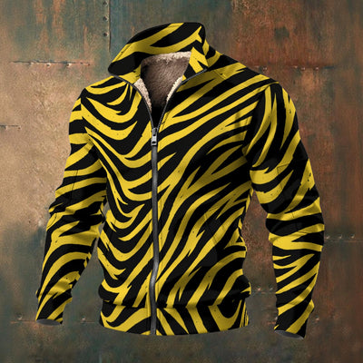 Pittsburgh Football Yellow Black Zebra Men's Thick Knit Fleece Jacket – breathable comfort wear, breathable comfort wear, image 1.0