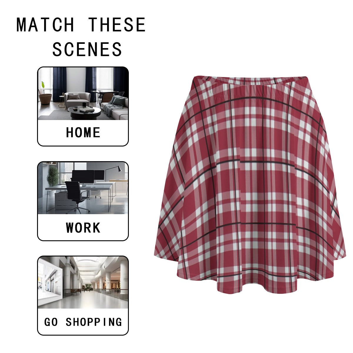 Alabama Crimson Tide Tartan Plaid Crimson White Women's Bazyrey Skirts With pocket