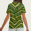 Lavender Green Bay Football Yellow Green Women’s Zip Polo Shirt Short Sleeve – Game Day Streetwear