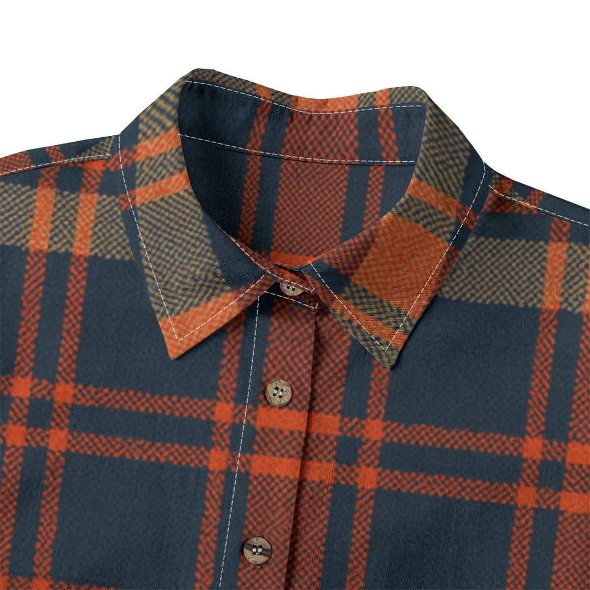 auburn tigers tartan plaid navy orange women's shirt | 125gsm cotton navy orange tartan plaid game day fashion