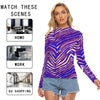 White Smoke Vuffalo Women's Mesh T-shirt – Red Blue White Zebra football Game Day Style