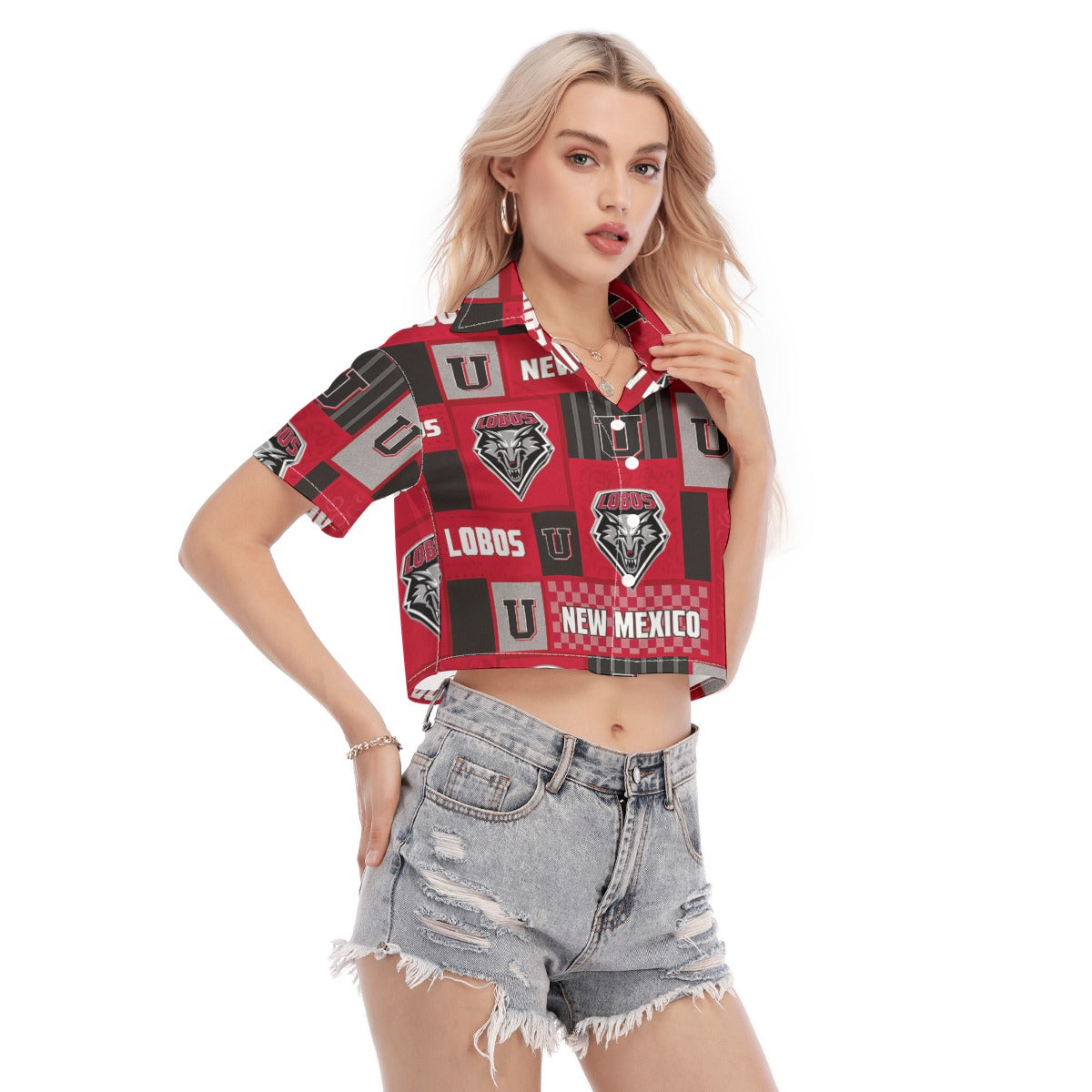 New Mexico Lobos Women's Cropped Shirt White game day apparel