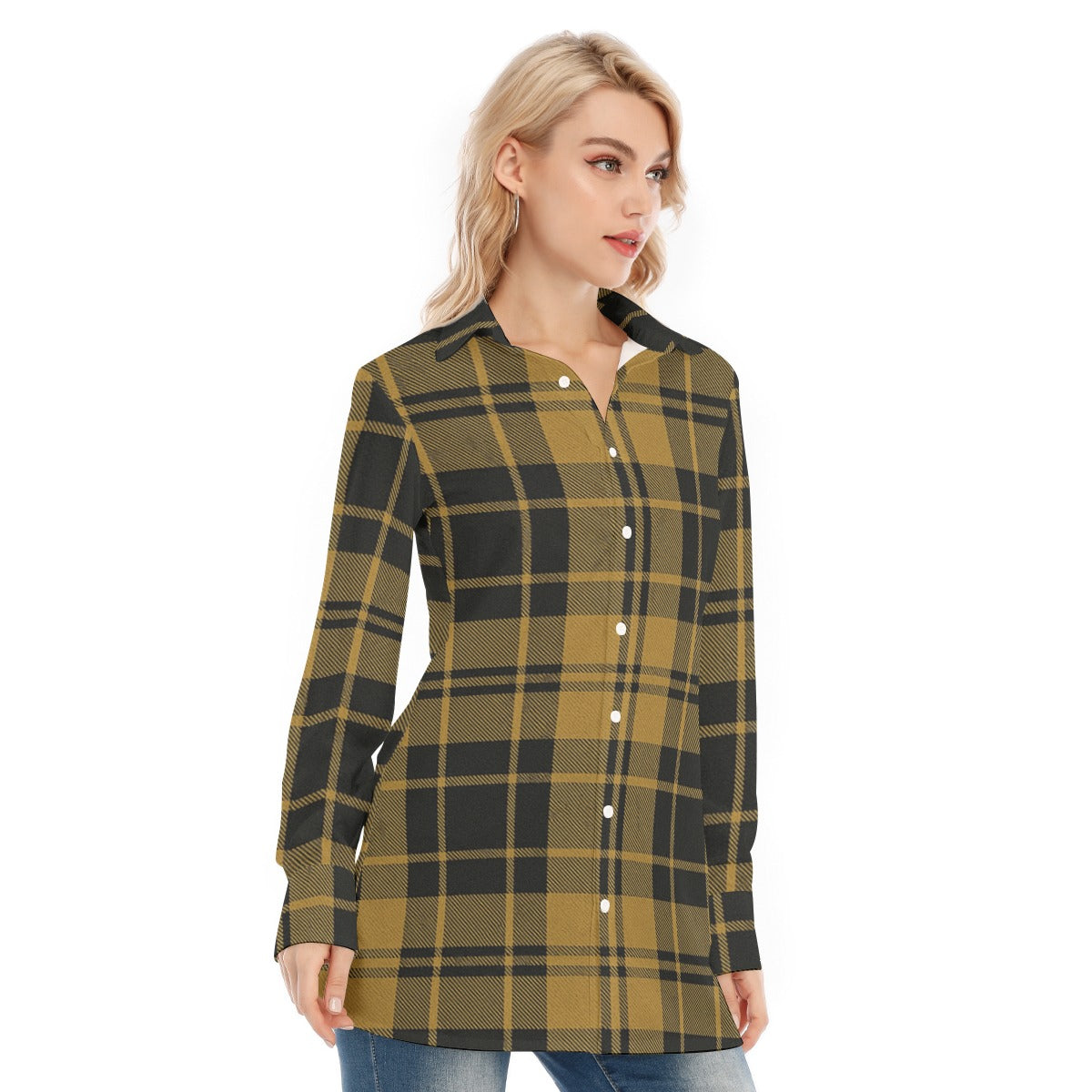 colorado buffaloes tartan plaid black gold  women tartan plaid game day shirt