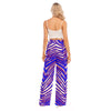 White Smoke Buffalo Zebra Football Women’s Waist Fungus Edge Wide-Leg Pants – Statement Game Day Streetwear