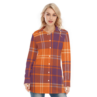 auburn tigers tartan plaid orange navy  women tartan plaid game day shirt