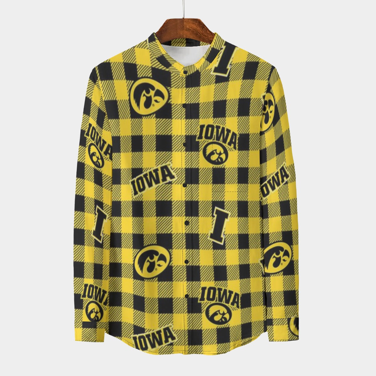 Iowa Hawkeyes Stand Collar Shirt With Long Sleeve|110GSM Imitation Flax - Big Ten football apparel varsity sportswear product image 1.0