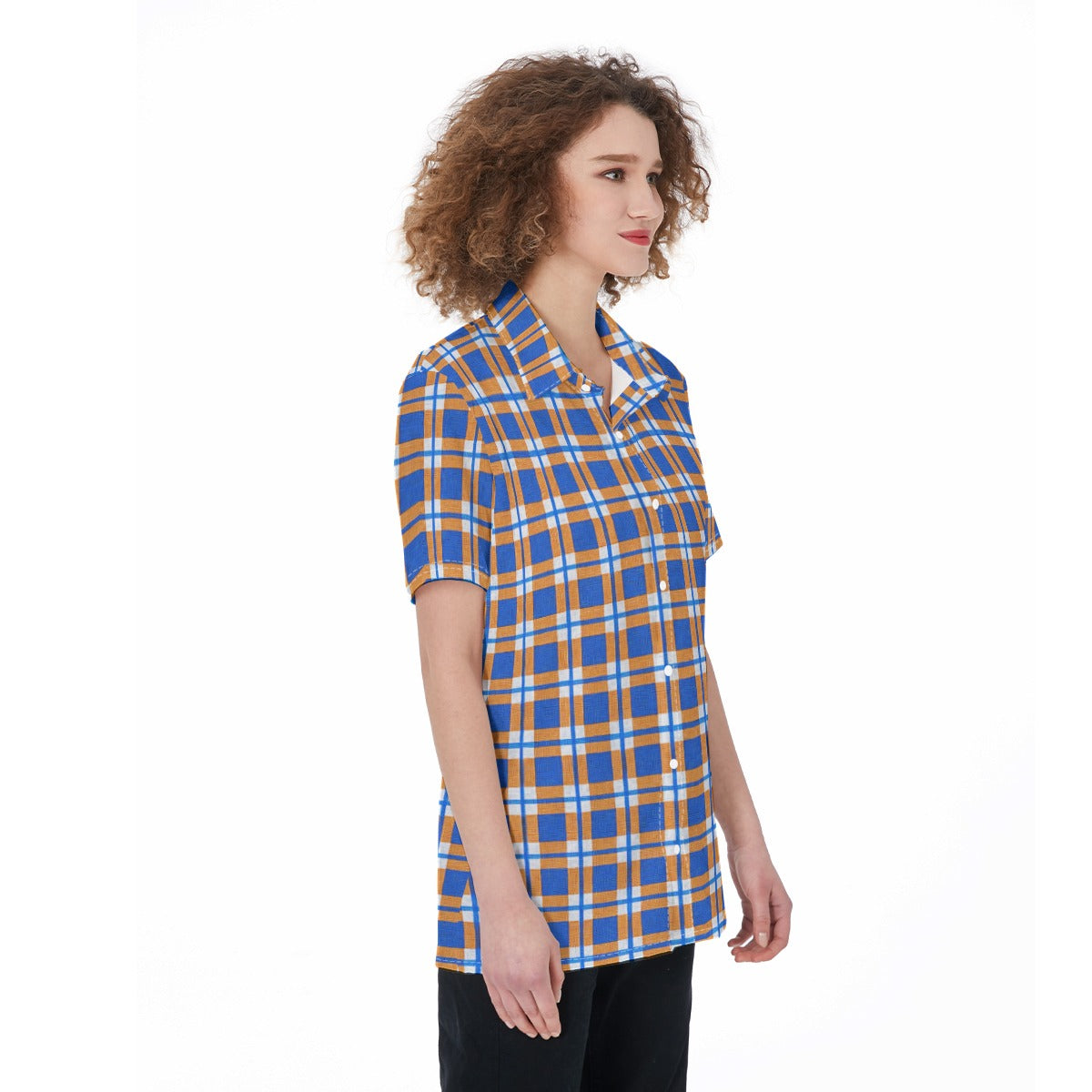 florida gators tartan plaid blue orange  women tartan plaid game day shirt