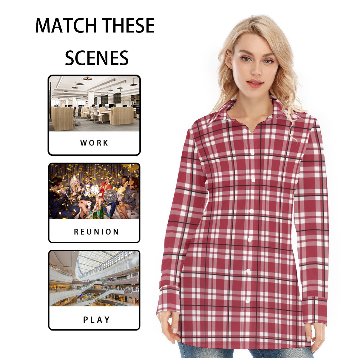 alabama crimson tide tartan plaid crimson white women's long shirt crimson white tartan plaid game day fashion