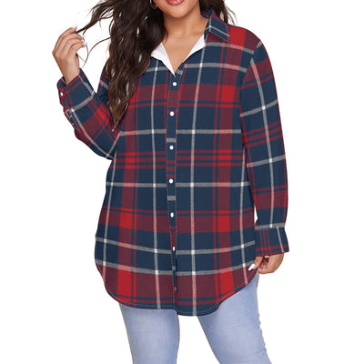 arizona wildcats tartan plaid navy red women's shirt with long sleeve(plus size) navy red tartan plaid game day fashion