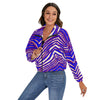 White Smoke Buffalo Football Women’s Zip Jacket – Red, Blue White Zebra Game Day Style