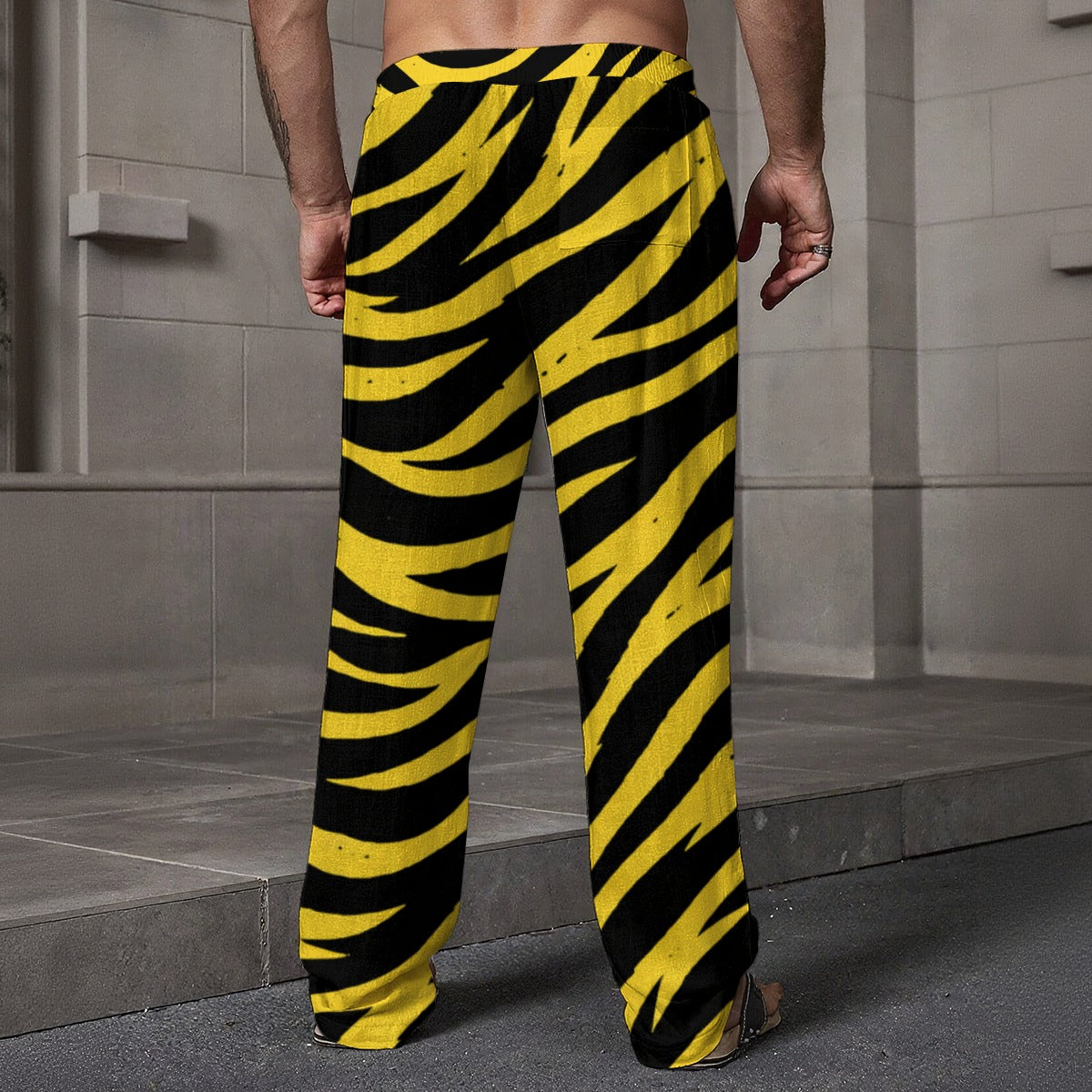 Dim Gray Pittsburgh Football Yellow Black Zebra Loose Casual Pants With Pocket