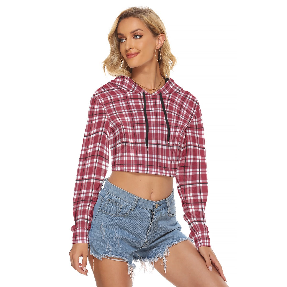 alabama crimson tide tartan plaid crimson white women's crop top hoodie|velvet crimson white tartan plaid game day fashion
