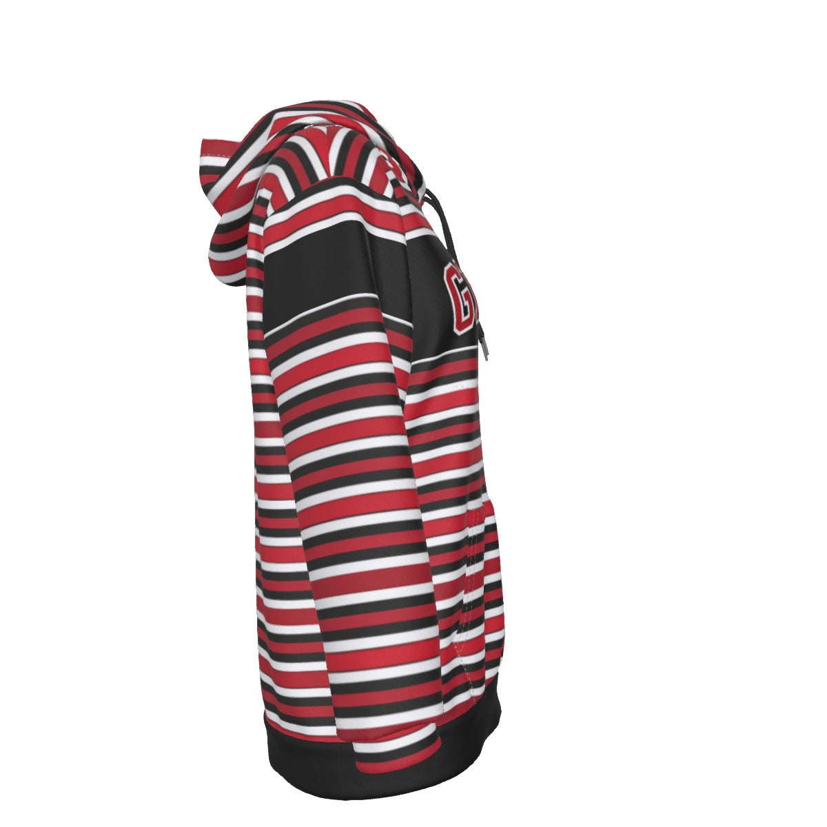 Georgia varsity Striped Women's Pullover Hoodie Red and Black College Football Sweatshirt