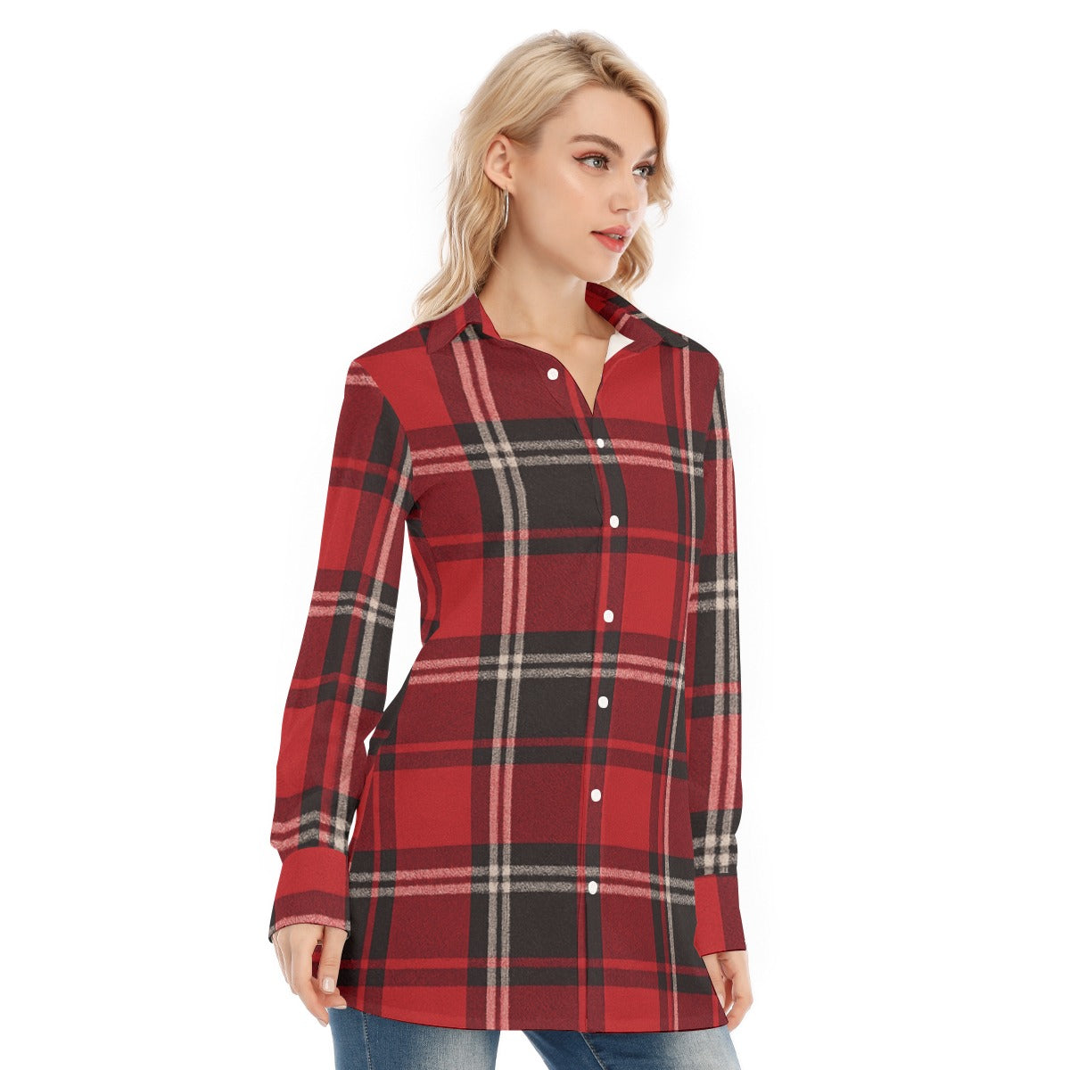 red black plaid women football fashion top