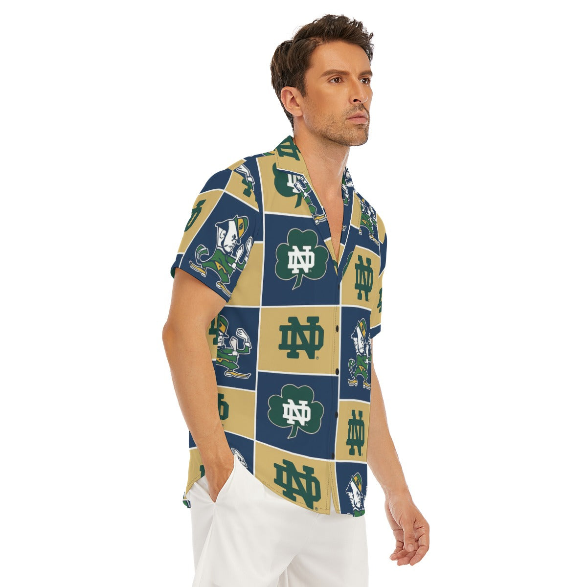 Notre Dame Fighting Irish Men's Deep V-neck Short Sleeve T-shirt White varsity sports apparel