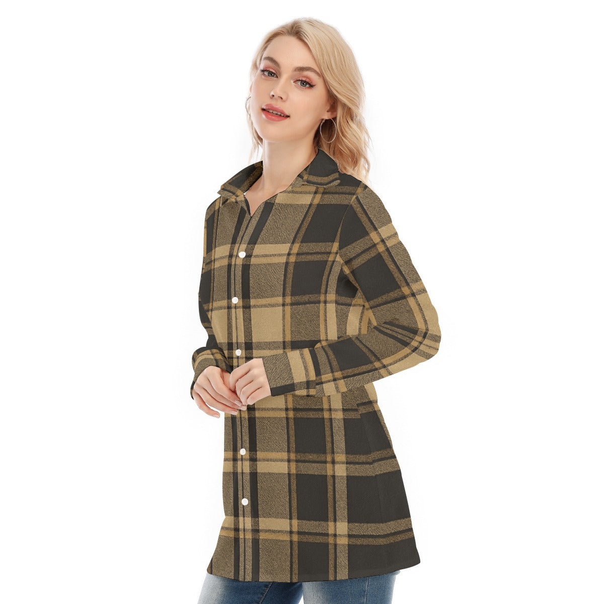 central florida knights tartan plaid black gold  women tartan plaid game day shirt