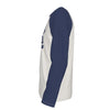 Dark Slate Gray New York Baseball Raglan Long Sleeve Shirt – White and Navy Varsity Athletic Design Est. 1903